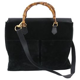Gucci Bamboo Leather Shoulder Bag/Tote Bag Black