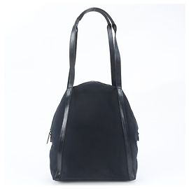 Bolsa de Ombro Gucci em Couro e Lona Azul Marinho Azul marinho