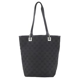 Sac cabas Gucci GG Canvas Leather Noir
