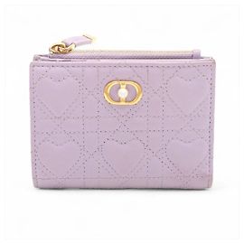 Christian Dior Cannage Heart Dahlia Leather Bi-fold Wallet Other