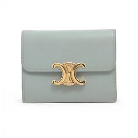 Céline Celine Triomphe Small Flap Wallet Hellblau