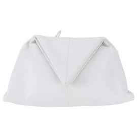 Bottega Veneta Triangle Leather Clutch Bag White