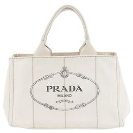 Saco Tote Prada Canapa com logótipo triangular Cru