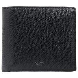 Céline Cartera bi-fold de piel Celine en Black Negro