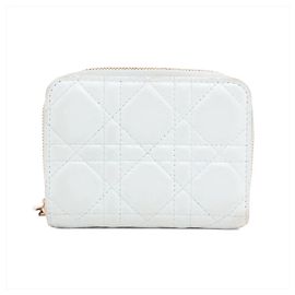 Christian Dior Cannage Lady Leather Bi-fold Wallet White