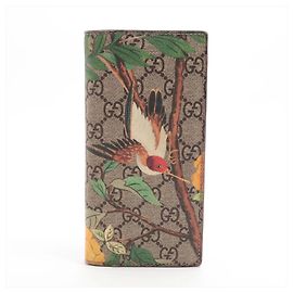 Gucci GG Supreme Tian Leather Long Wallet Brown