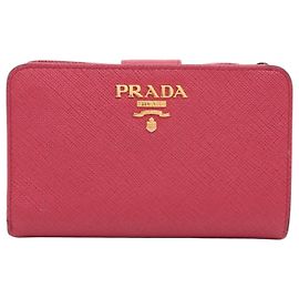 Carteira Bi-fold em couro Saffiano Prada Rosa