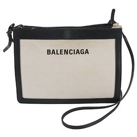 Bolsa de ombro Balenciaga Navy Pochette em couro e lona Preto Cru