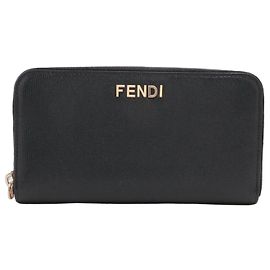Fendi 8M0024 Lange Geldbörse aus schwarzem Leder Schwarz