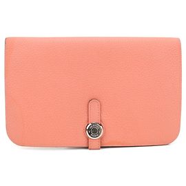 Hermès Portefeuille long bi-fold Hermes en rose Rose