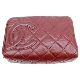 Neceser de piel roja Chanel A34717 Roja