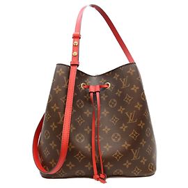 Sac à épaule Louis Vuitton Monogram Coquelicot Red NeoNoe MM Marron Rouge