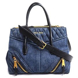 Miu Miu Denim Biker Handtasche Blau