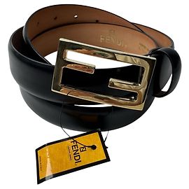 Ceinture en cuir Fendi avec boucle logo FF Marron Noir