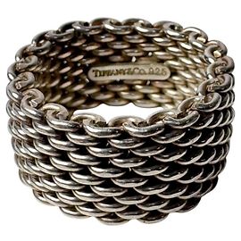 Autre Marque Tiffany & Co. Somerset Mesh Ring Silvery