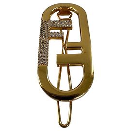 Fendi Gold Strass-Brosche Golden