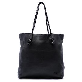 Gucci Black Calfskin Braided Handle Tote Black