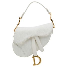 Bolsa Saddle Dior Mini em tela bordada Oblique branca Branco