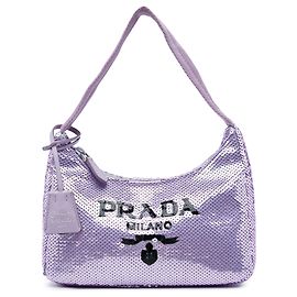 Sac à épaule Prada Purple Mini Re Nylon Paillettes Sequin Re Edition 2000 Violet