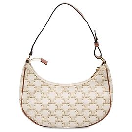 Céline Celine White Medium Triomphe Coated Canvas Ava Shoulder Bag White