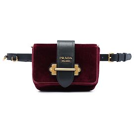 Prada Red Velvet Cahier Convertible Belt Bag Red Dark red