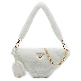 Prada Bolsa Satchel Triangle Mini em shearling branco Branco