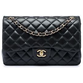 Chanel Black Jumbo Classic Lambskin Double Flap Black