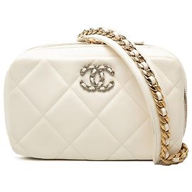 Bolso Camera Chanel 19 de piel de cordero blanca Blanco
