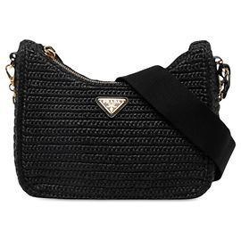 Bolso Prada Re Edition 2005 de crochet de rafia con efecto de hilo negro Negro