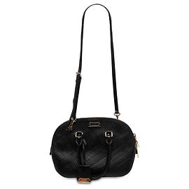 Bolsa Bowling Orchard Burberry em couro granulado preto com relevo Check, Small Preto