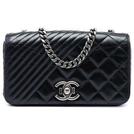 Chanel Black Small Quilted Aged Calfskin Coco Boy Flap Nero