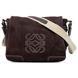 Borsa a tracolla LOEWE Anagram in nubuck marrone Marrone Marrone scuro