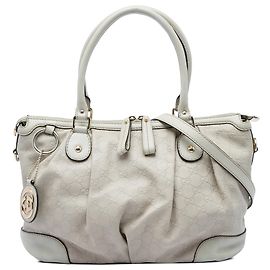 Gucci White Guccissima Sukey Satchel White