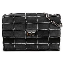 Chanel Gray Identification Suede Patchwork Reissue 2.55 Flap Braun Anthrazitgrau