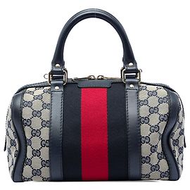 Gucci Joy Boston Bag Small aus beigem GG Canvas und Web Beige