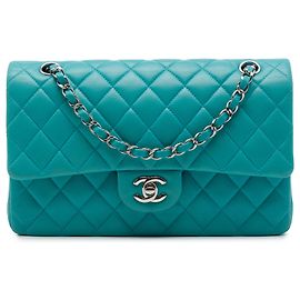 Chanel Blue Medium Classic Lambskin Double Flap Blu Altro
