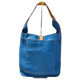 Hermès Schultertasche aus blauem Leder Blau