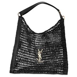Autre Marque Saint Laurent Black Crochet Raffia Oxalis Shoulder Bag Black