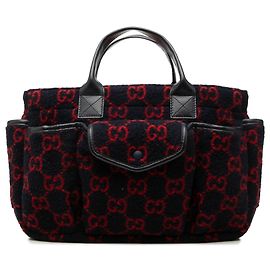 Gucci Kinder-Pocket-Handtasche aus schwarzer GG-Wolle Schwarz