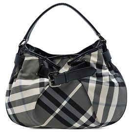 Borsa a tracolla Burberry Gray Beat Check in nylon Marrone