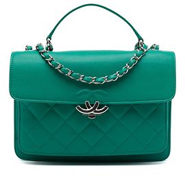 Chanel Green Small Quilted Caviar CC Box Flap Verde