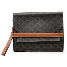 Céline Pochette poignet à rabat Celine Triomphe en toile enduite marron Marron Marron foncé