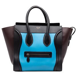 Céline Celine Blue Micro Tricolor Leather Luggage Tote Blue