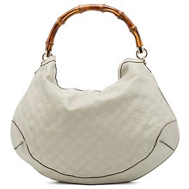 Sac Satchel Gucci White Guccissima Bamboo Peggy Blanc