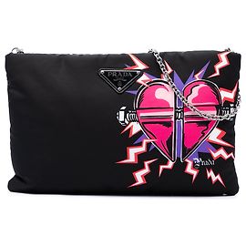 Prada Black Universal Studios Tessuto Frankenstein Heart Chain Crossbody Black