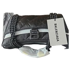 Borsa a tracolla Balenciaga Crush Chain Bag S in pelle nera Nero