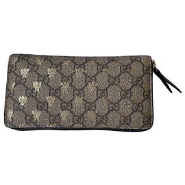 Gucci GG Supreme Bee Carteira com Fecho Bege Dourado