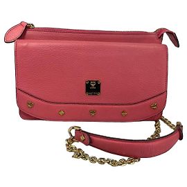 Bolsa de mão MCM em couro rosa Rosa