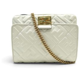 FENDI PSIDE DOWN HANDTASCHE FF LEDER 8BT305 SCHULTERGURT ODER GÜRTEL Grau