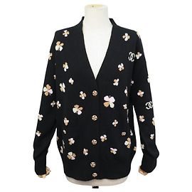 CHANEL CARDIGAN KLEEE P77000 M 38 SCHWARZE CASHMERE JACKE Schwarz